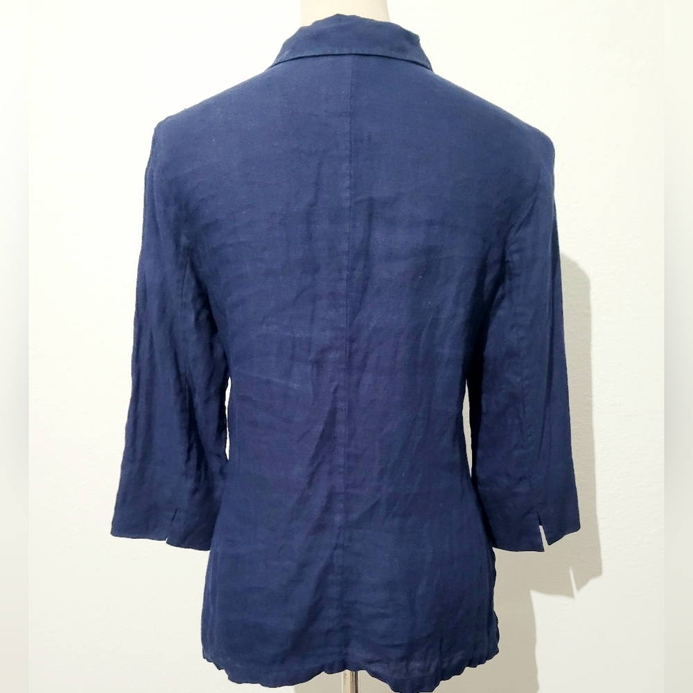 Lauren Ralph Lauren Women’s 100% Linen Button-Front Shirt Blouse Blue Size Small - Picture 4 of 10